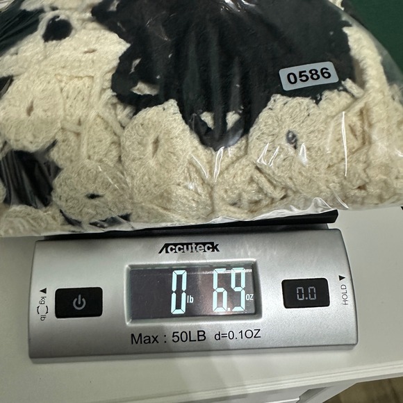 Boho‎ Crochet Top Overlay Sweater Cream Black Pullover Croped Womens Small Layer - Picture 11 of 11